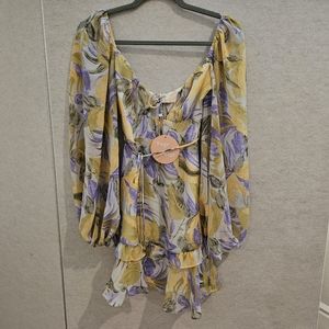 *NWT* Yellow purple chiffon dress